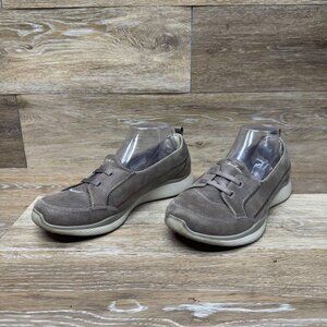 Skechers On The Go Flex Taupe Leather Walking Sneakers Women's Size 9.5
